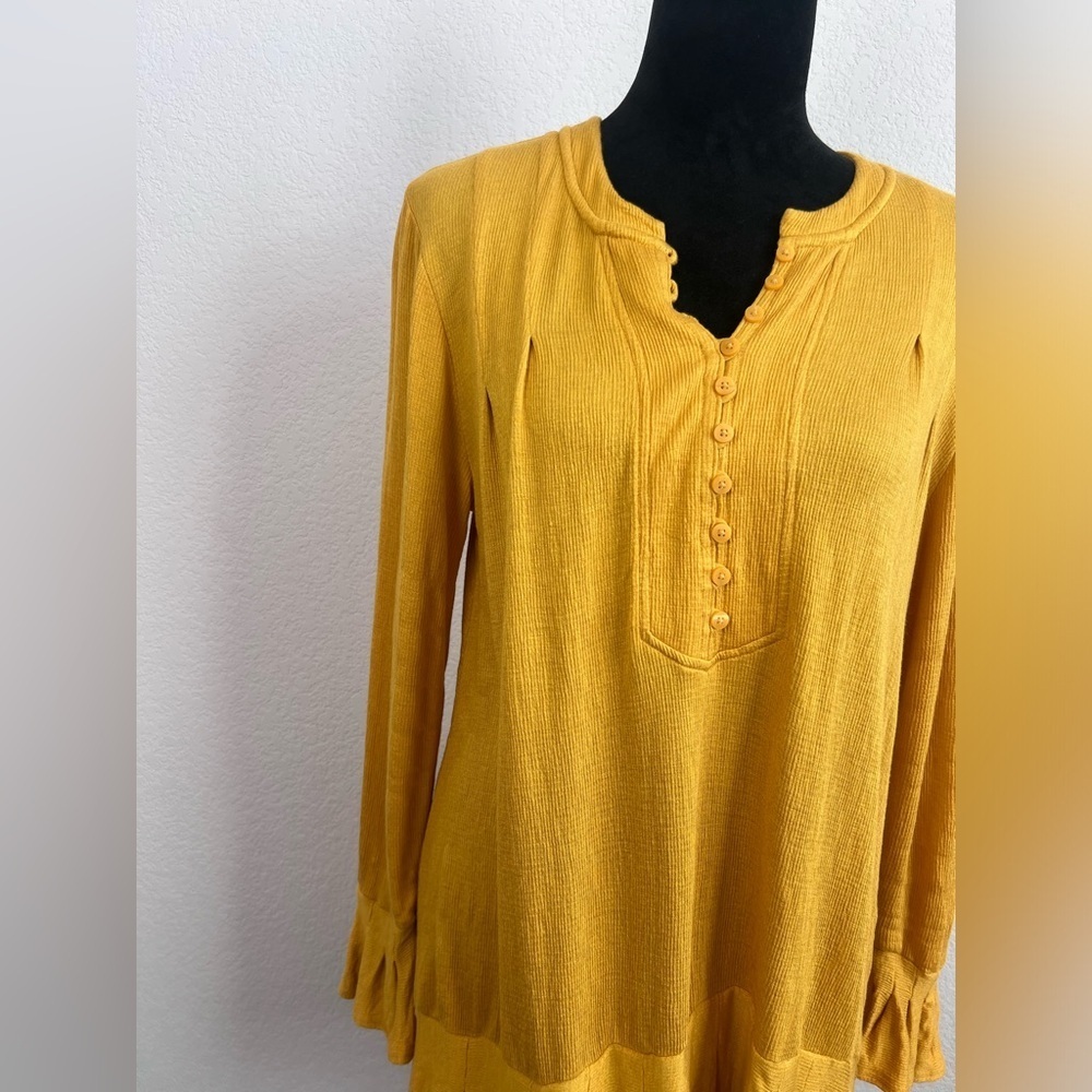 Free People Summer Strutting Yellow Long Sleeve Mini Dress Size Medium - Picture 2 of 11